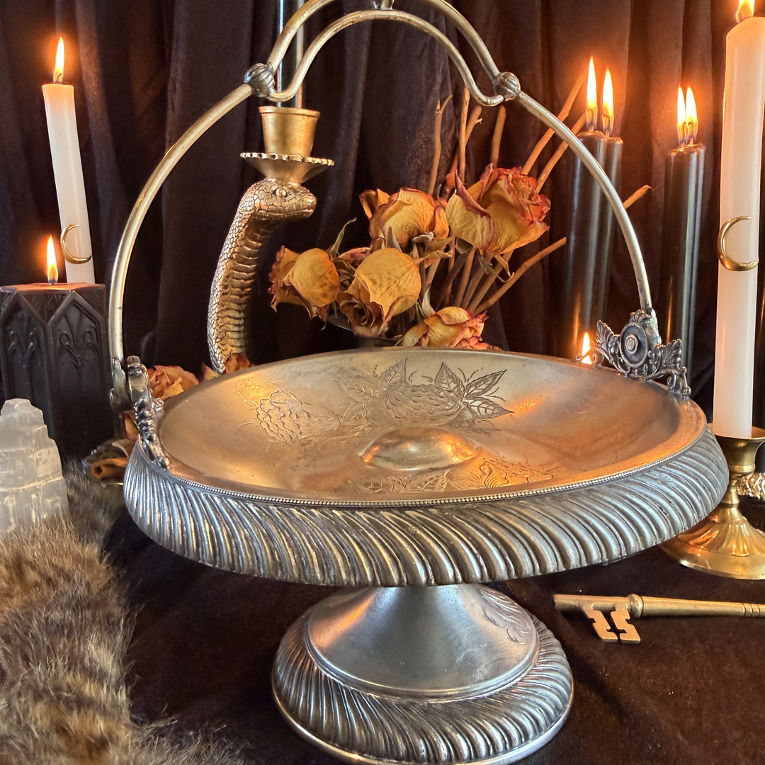 Victorian Bride's Basket Quadruple Silver Plated and Monogramed