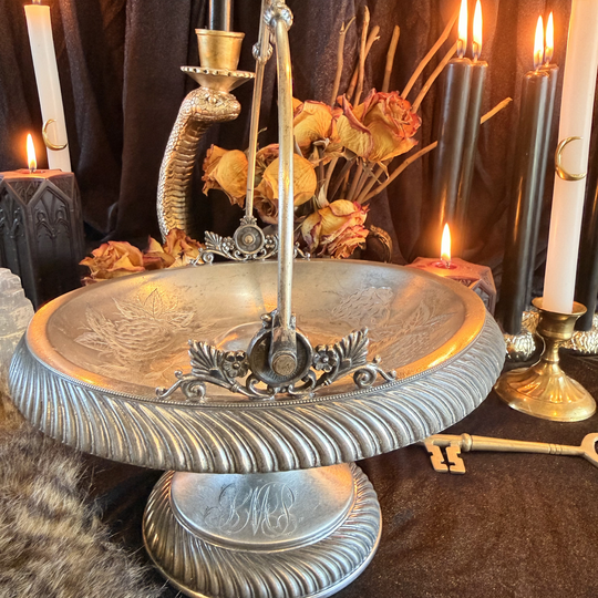 Victorian Bride's Basket Quadruple Silver Plated and Monogramed