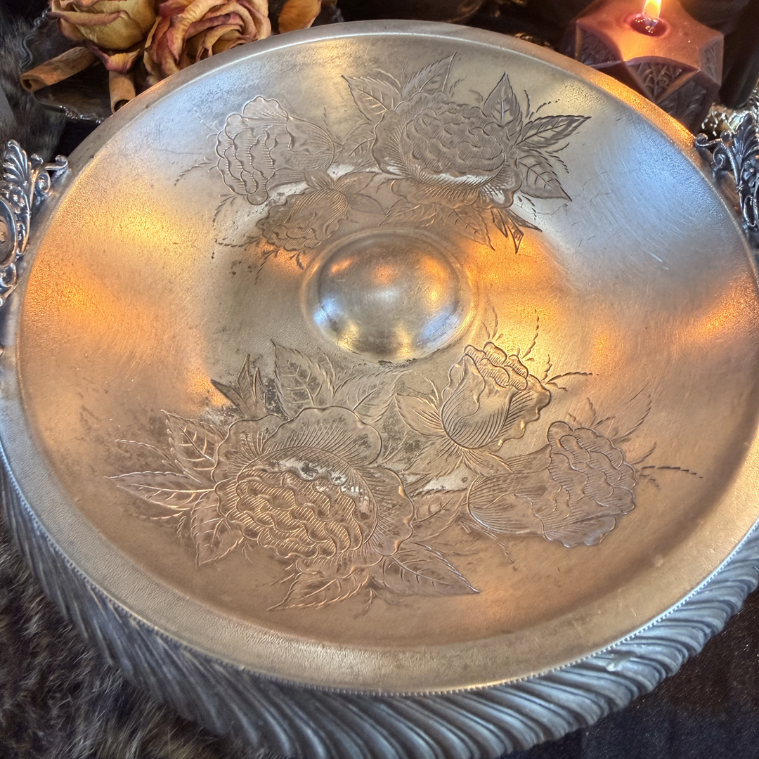 Victorian Bride's Basket Quadruple Silver Plated and Monogramed